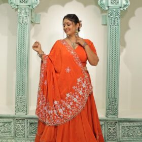 heritage ruby red bridal lehenga set