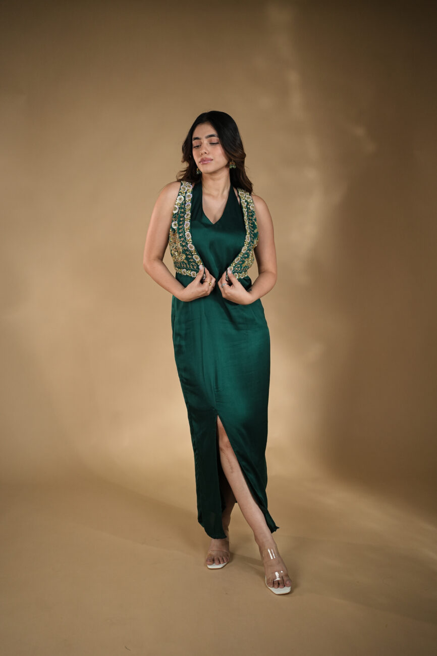 Moonlit Luxe Dress back view embroidered evening dress for women