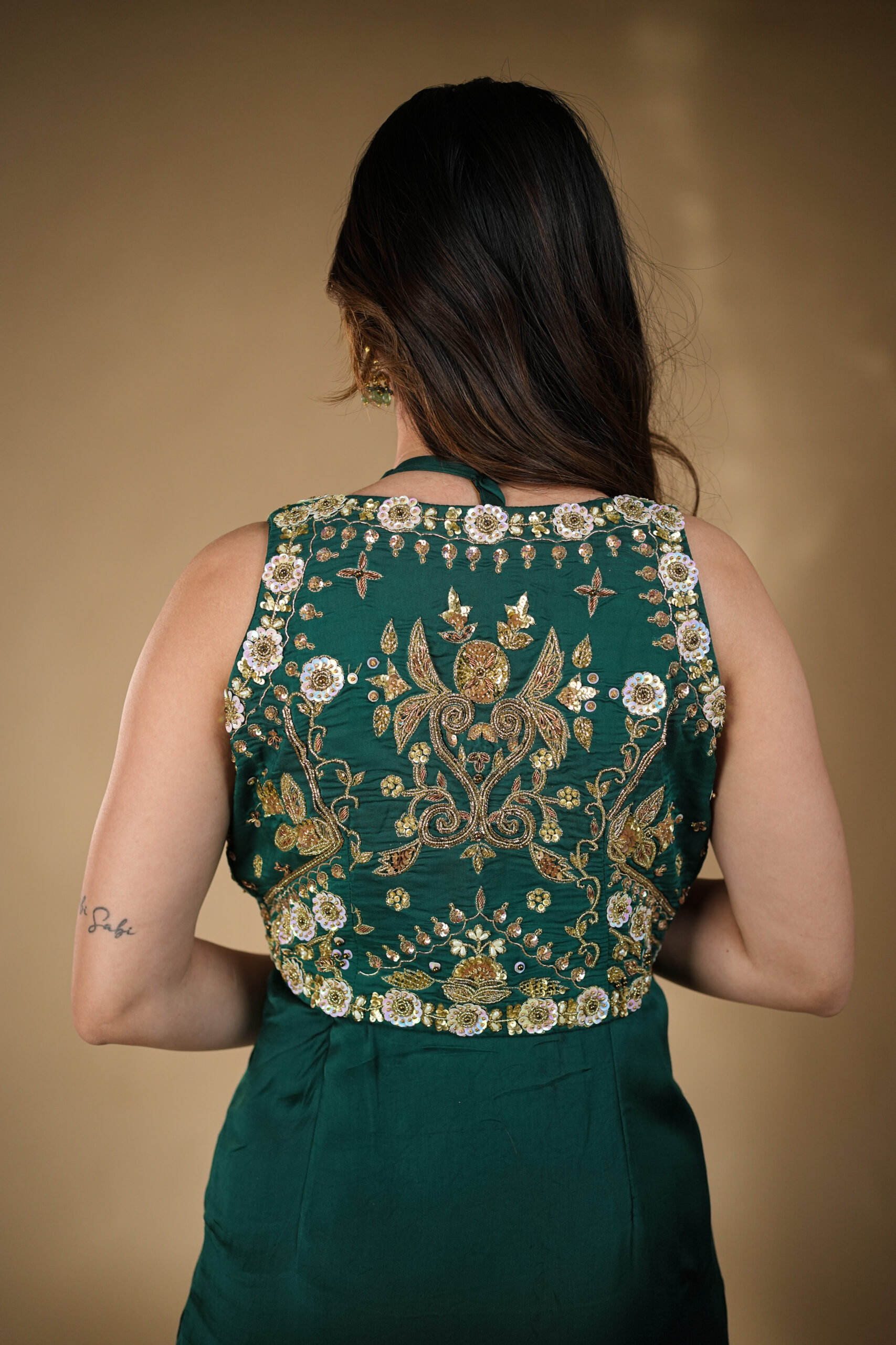 Moonlit Luxe Dress closeup embroidery designer dress