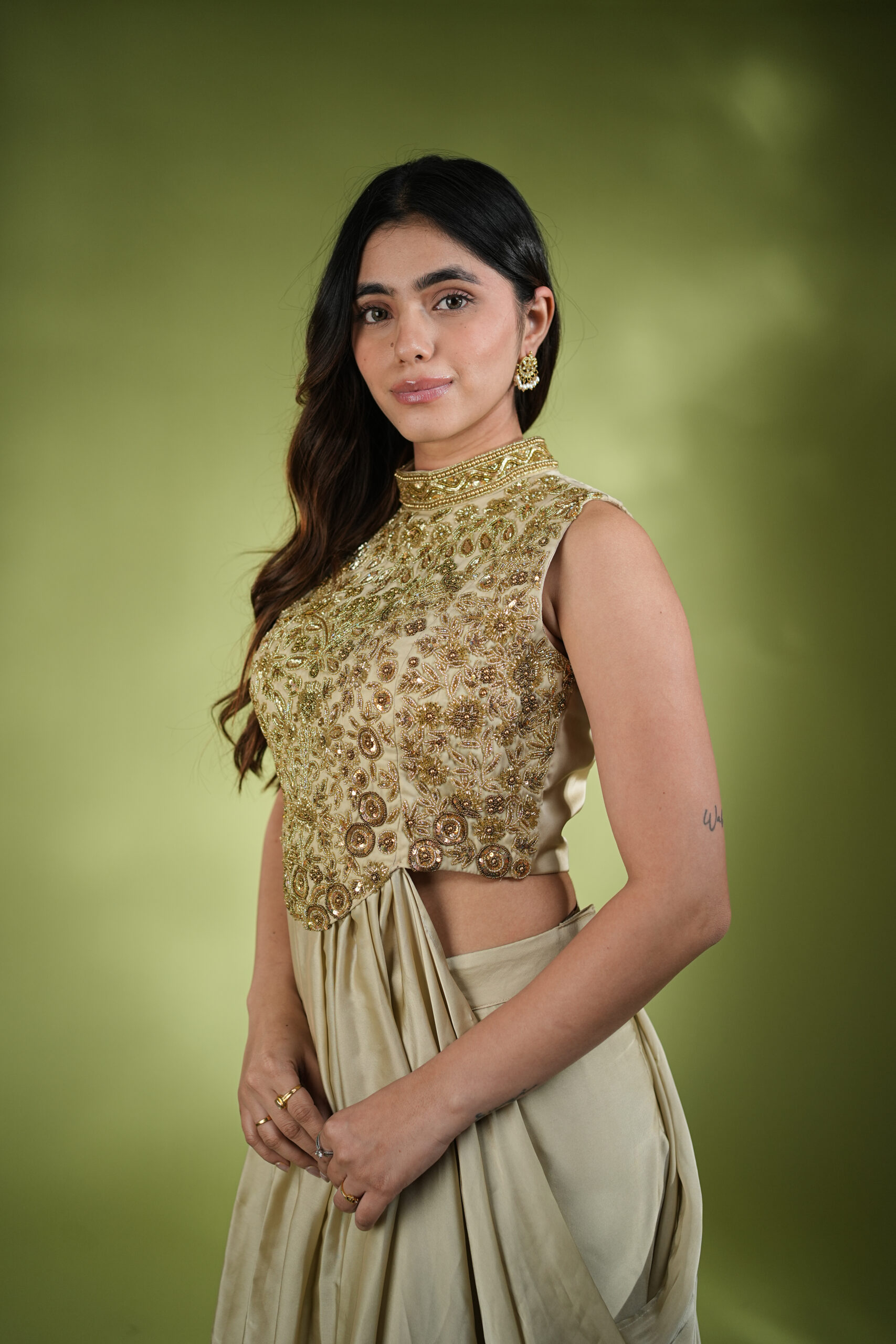 Golden Designer Handwork Dress - Image 7