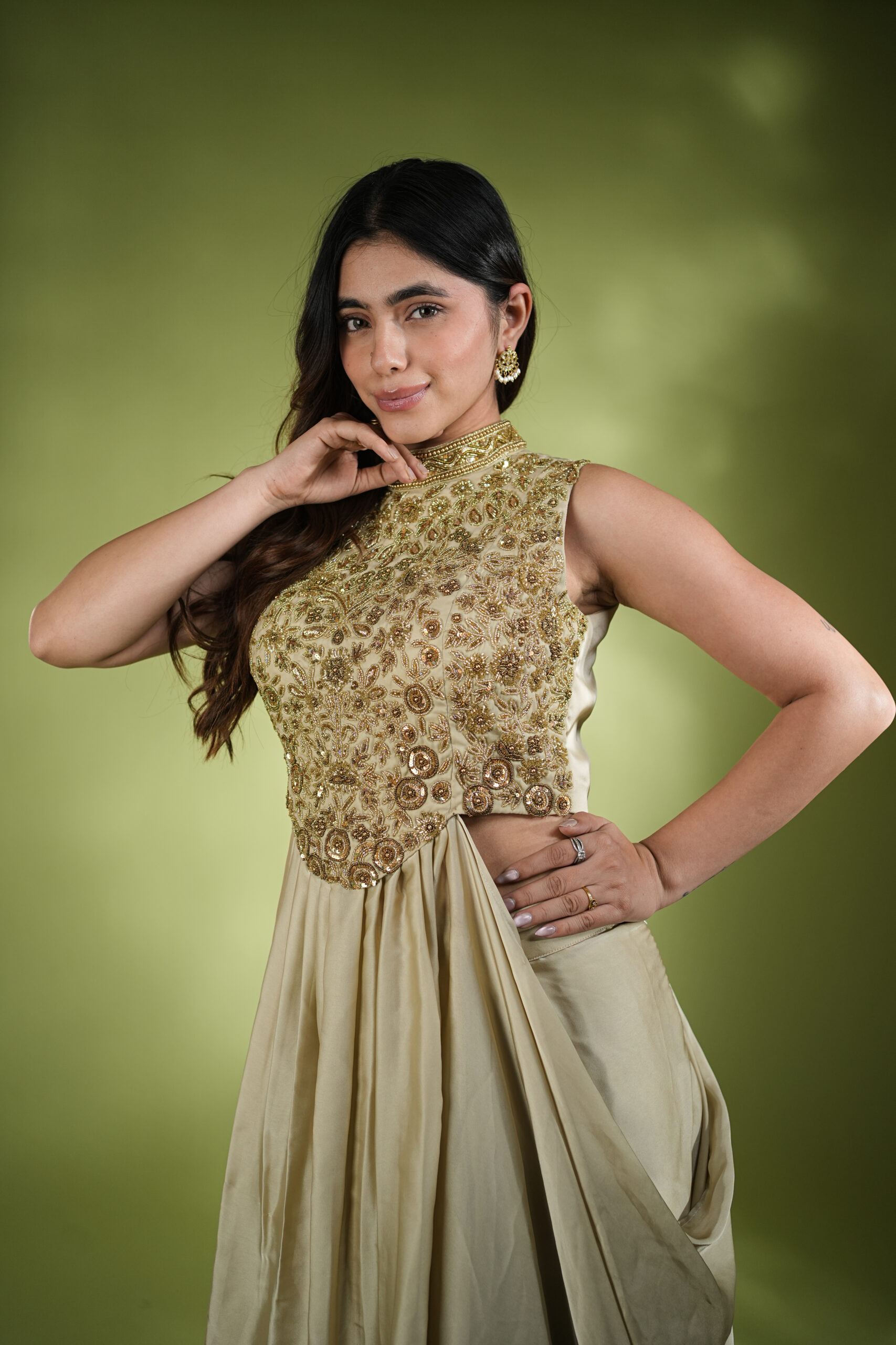 Golden Designer Handwork Dress - Image 5