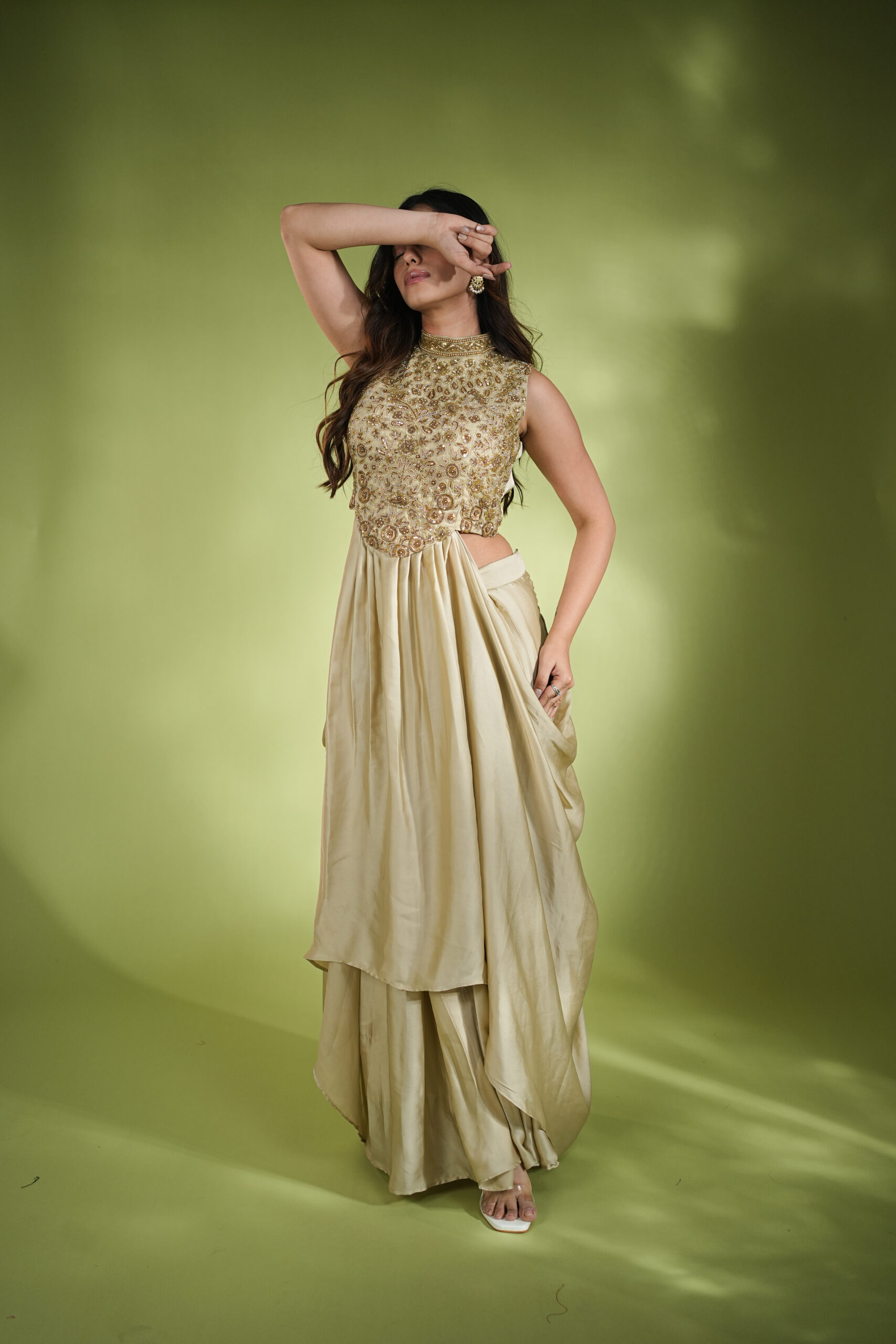 Golden Designer Handwork Dress - Image 3