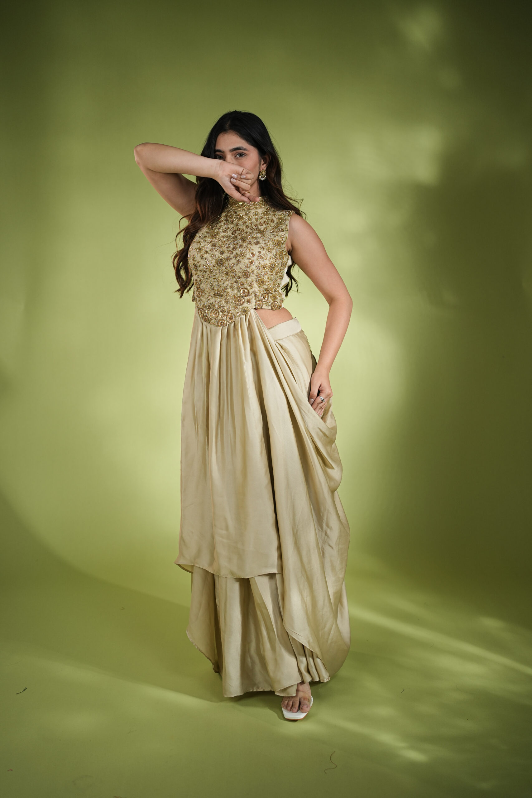 Golden Designer Handwork Dress - Image 4