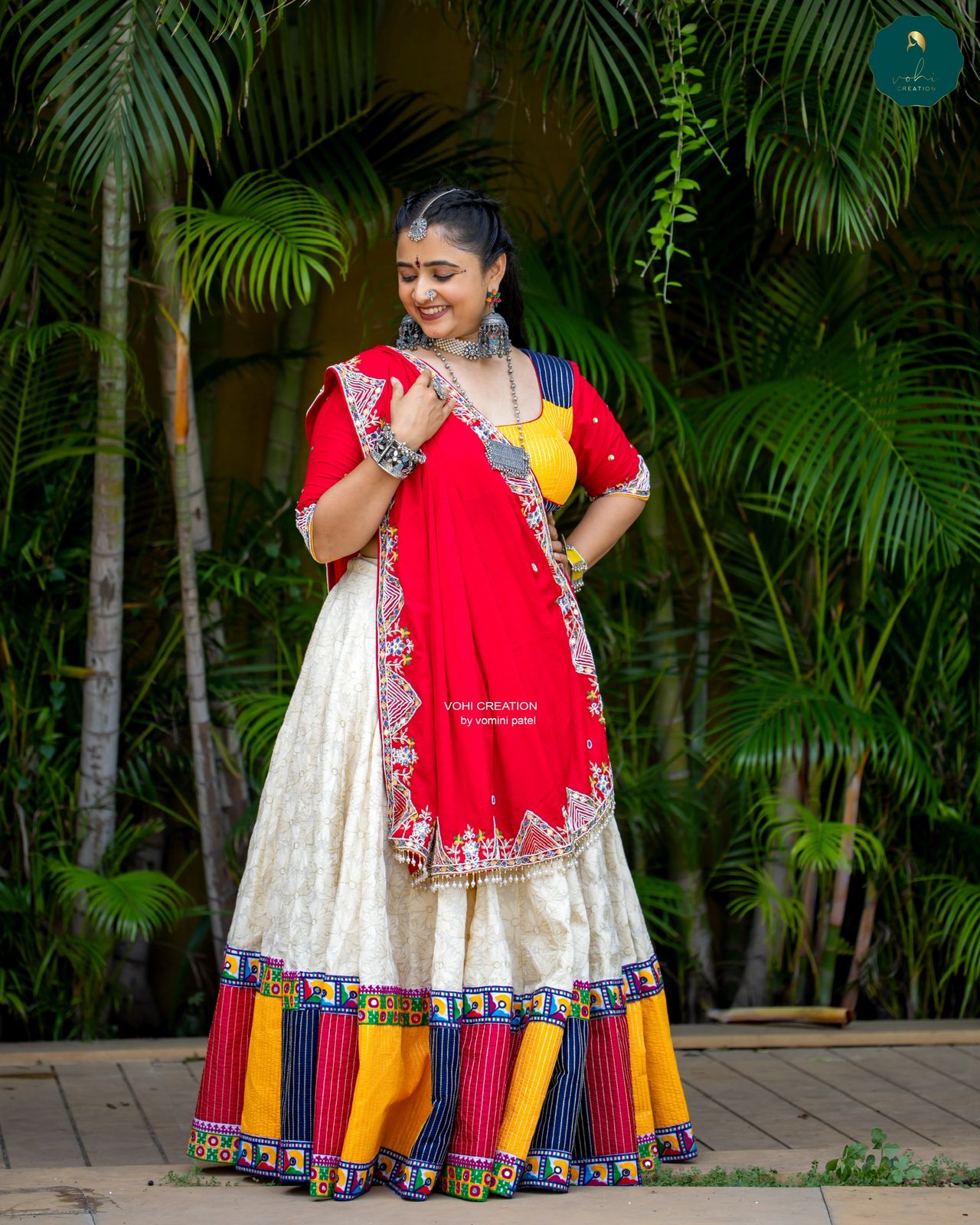 Royal Bombay Silk Floral Print Chaniya Choli with Handwork Dupatta