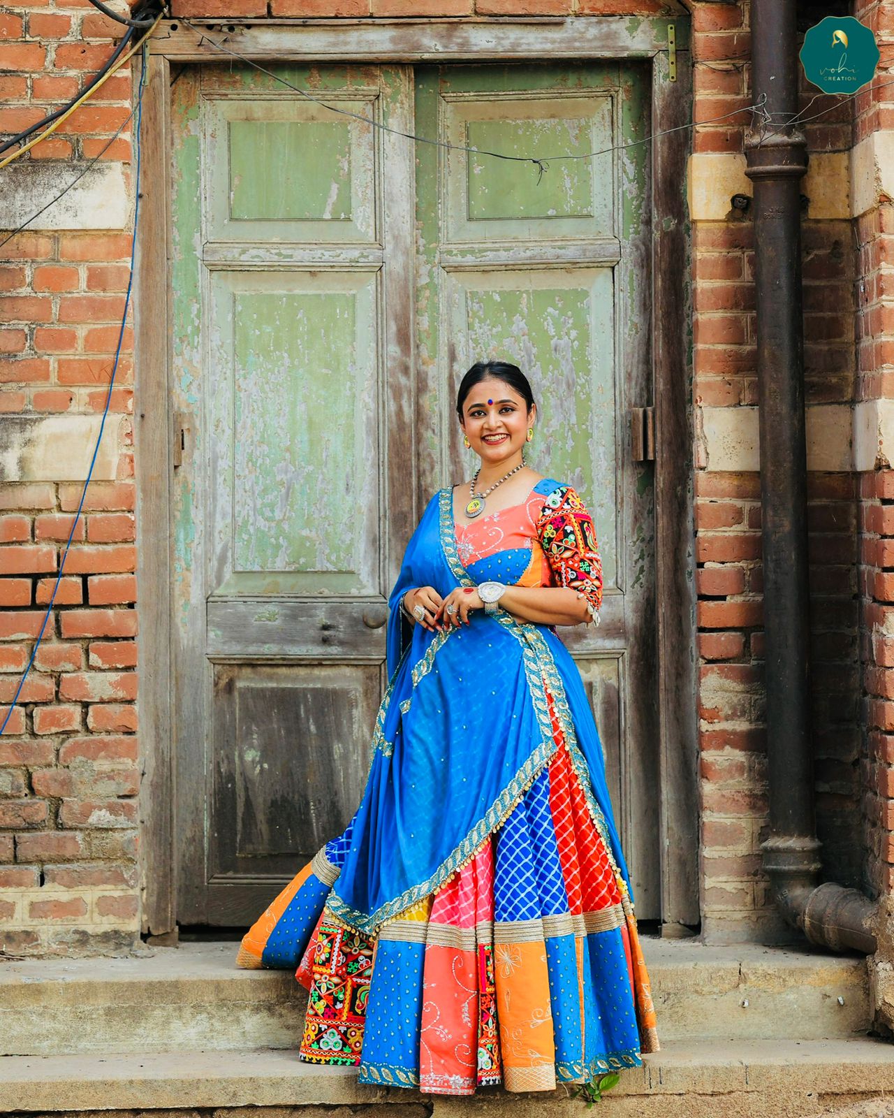 Royal Multi Colour Lehriya Kutchi Work Lehenga Choli with Handwork Dupatta