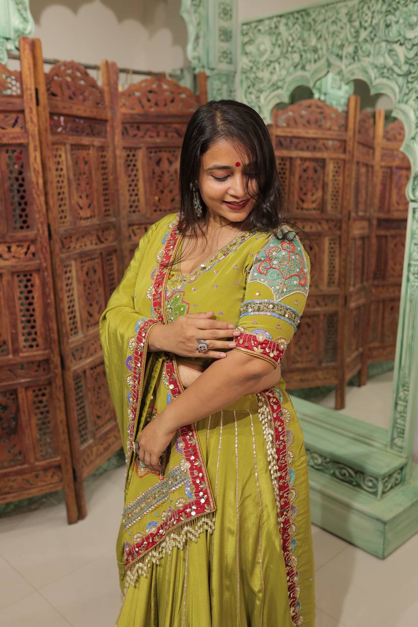 Lime Grace Lehenga - Image 4