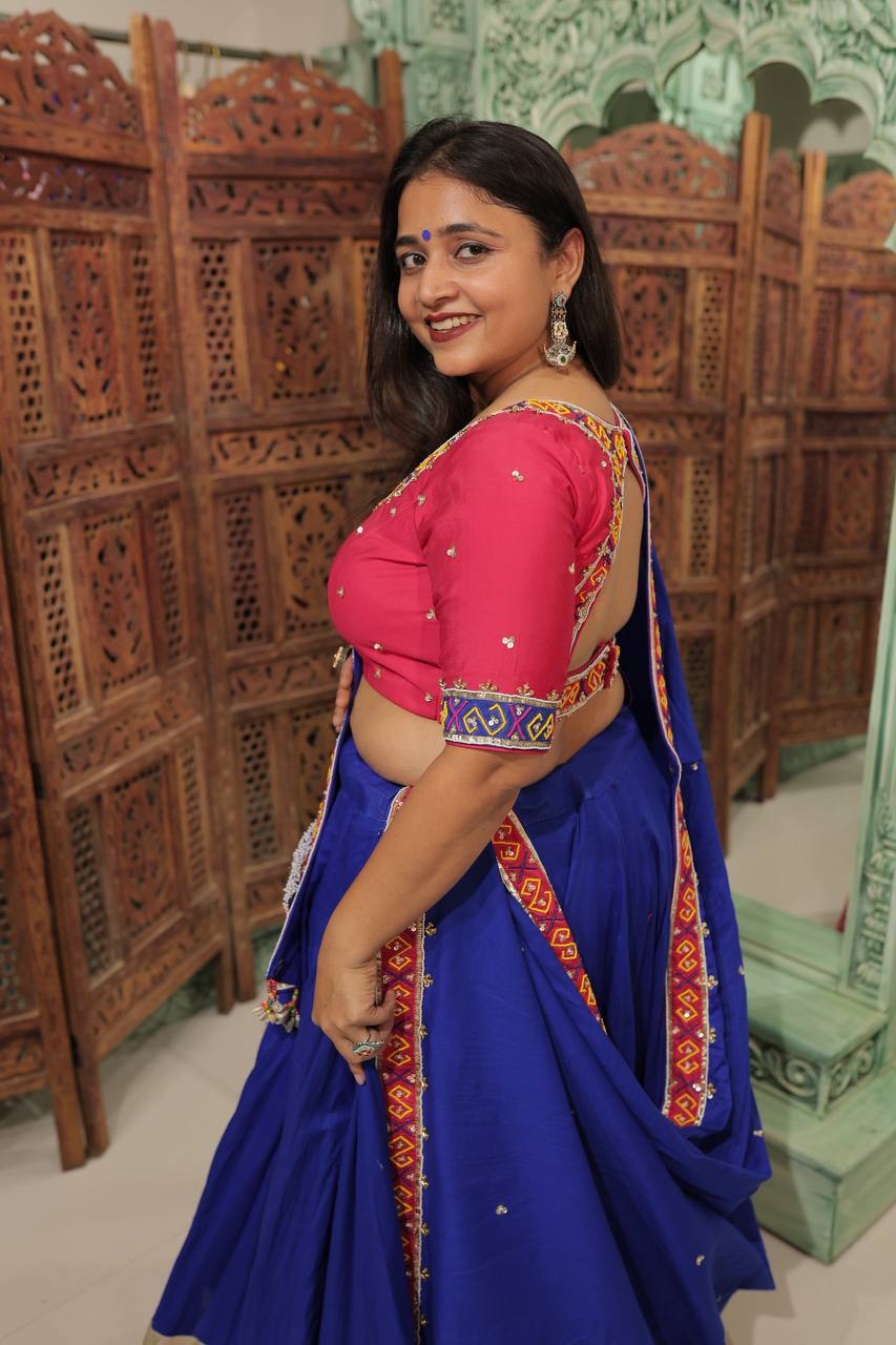 Royal Blue Silk Lehenga - Image 6