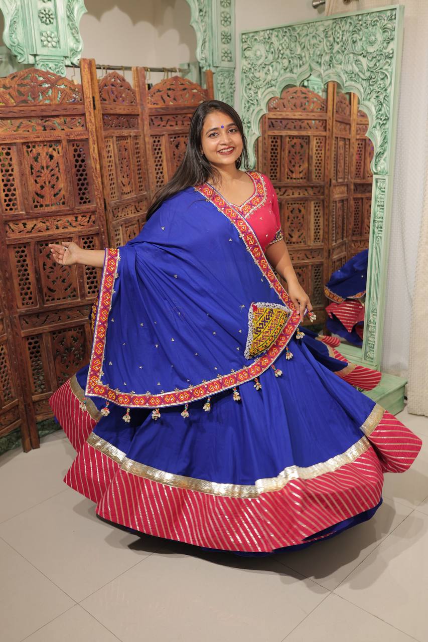 Royal Blue Silk Lehenga
