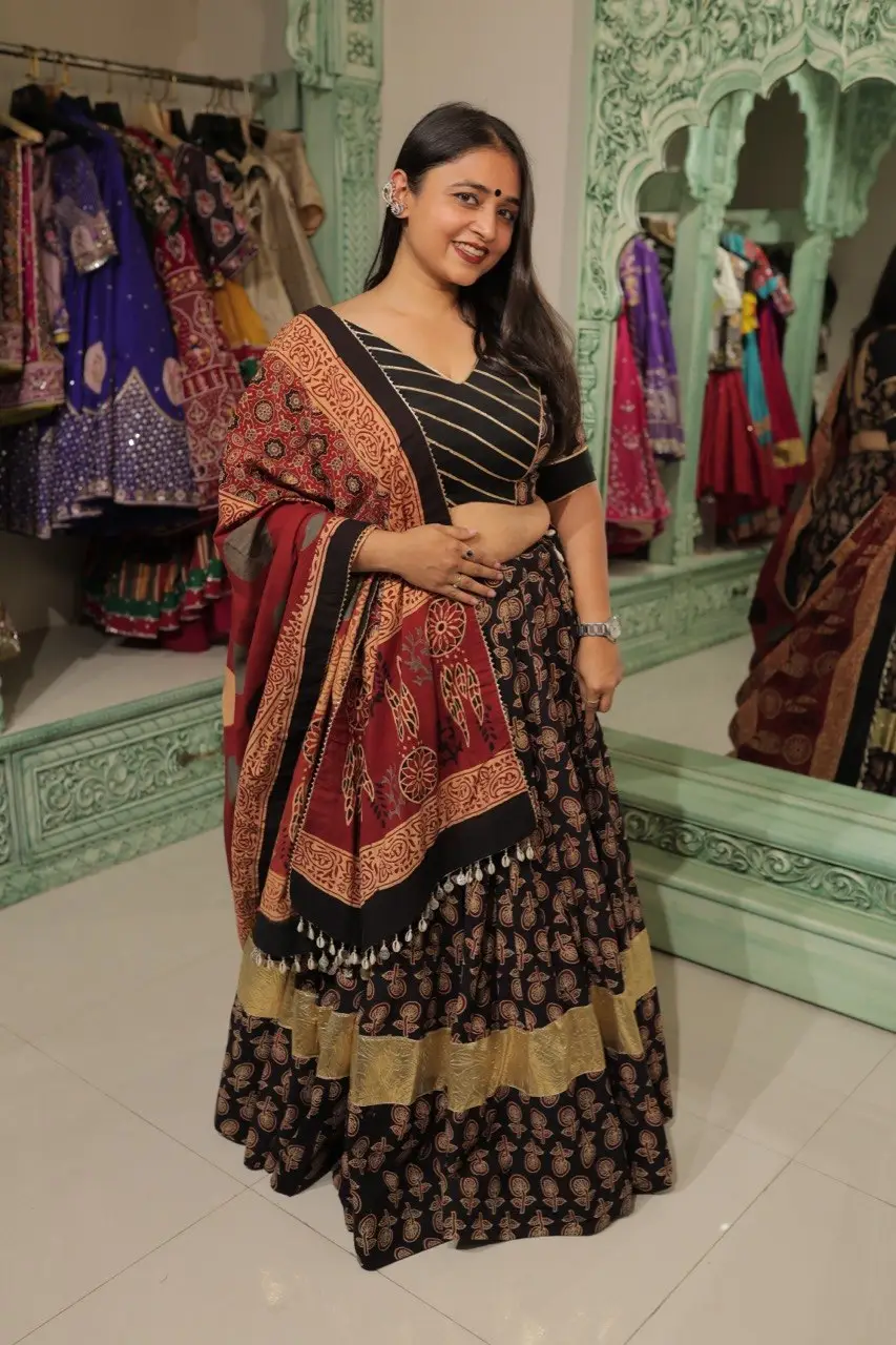 Midnight Ajrakh Lehenga - Image 3