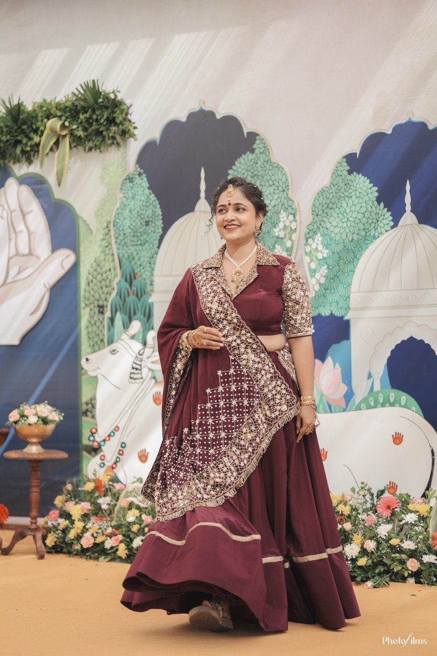 Wine Royale Handcrafted Lehenga - Image 3