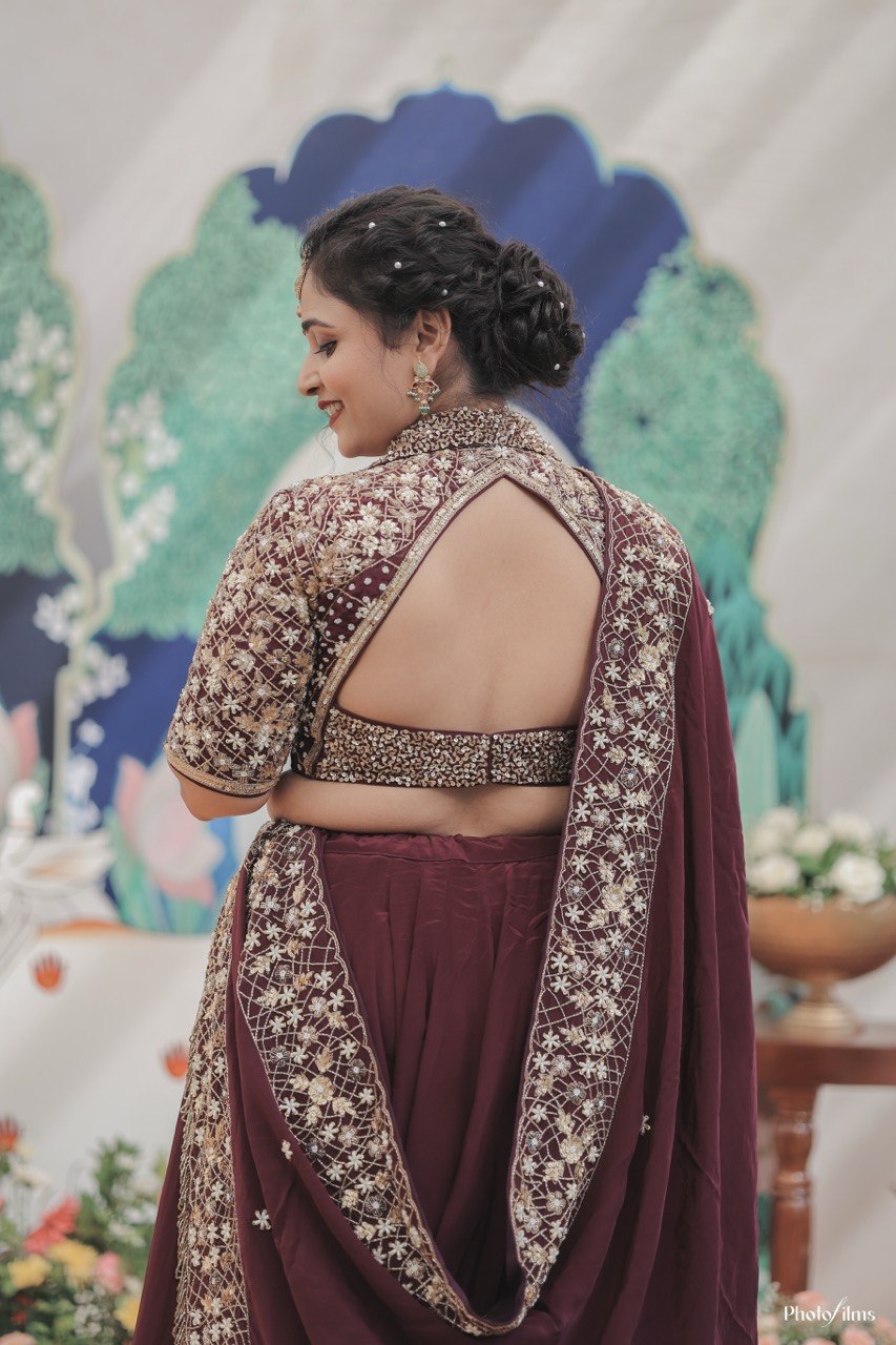 Wine Royale Handcrafted Lehenga - Image 2