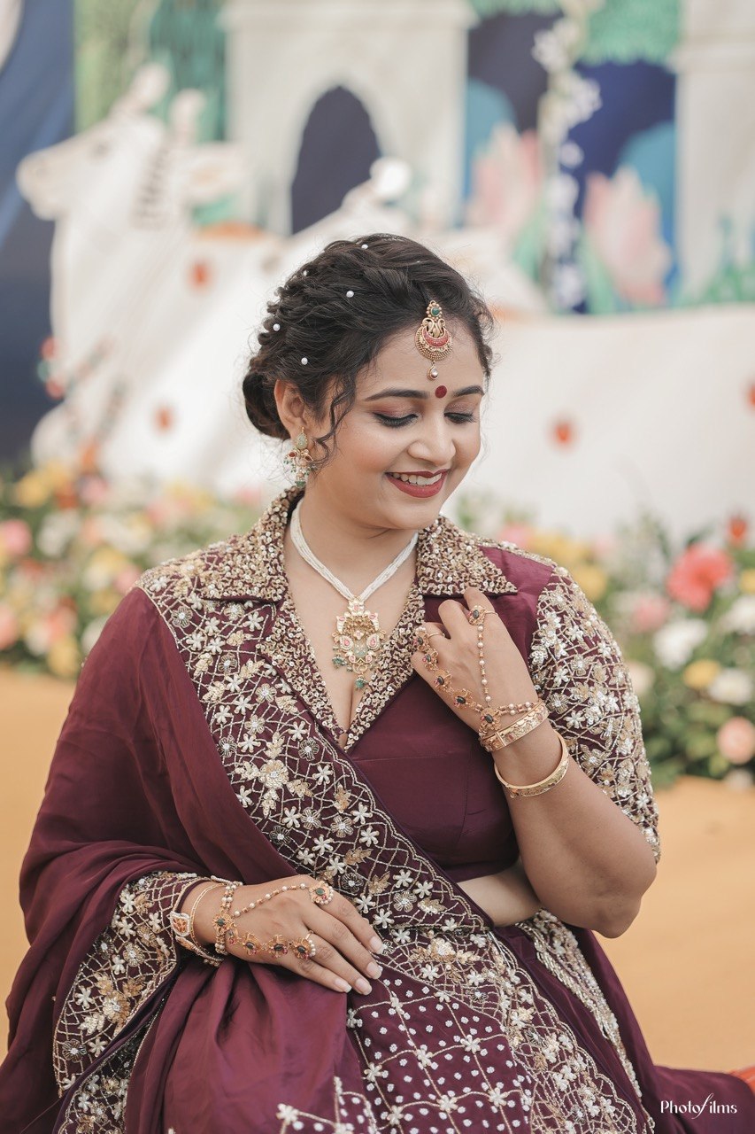 Wine Royale Handcrafted Lehenga
